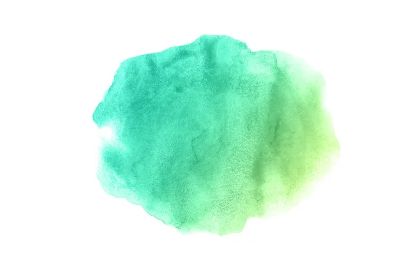 Αφηρημένη εικόνα φόντου υδατογραφίσματος με υγρή διασπορά χρώματος Aquarelle, απομονωμένη σε λευκό. Πράσινες και κίτρινες παστέλ αποχρώσεις — Φωτογραφία Αρχείου