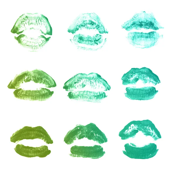 Vrouwelijke lippen lipstick kiss print set voor Valentijn dag geïsoleerd o — Stockfoto