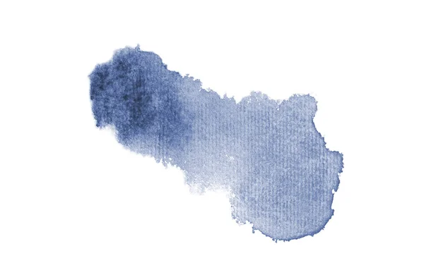 Αφηρημένη εικόνα φόντου υδατογραφίσματος με υγρή διασπορά χρώματος Aquarelle, απομονωμένη σε λευκό. Σκούρο μπλε αποχρώσεις — Φωτογραφία Αρχείου