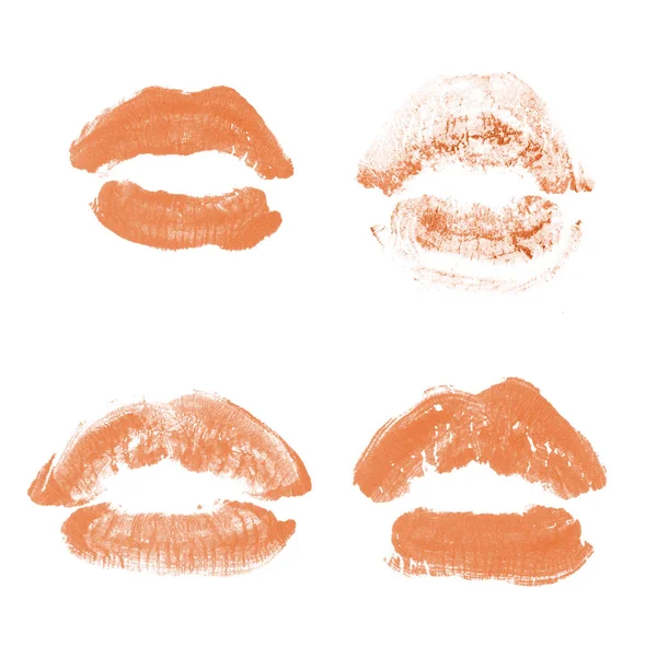 Kadın dudakları ruj öpücük baskı sevgililer günü izole o için ayarlayın — Stok fotoğraf