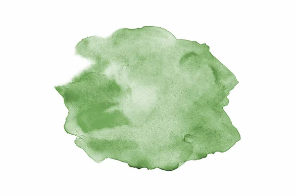 Imagem de fundo aquarela abstrata com um respingo líquido de tinta aquarelle, isolado em branco. Tons verde escuro — Fotografia de Stock