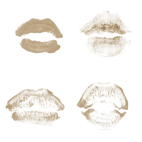 Female lips lipstick kiss print set for valentine day isolated o — Stock Photo, Image