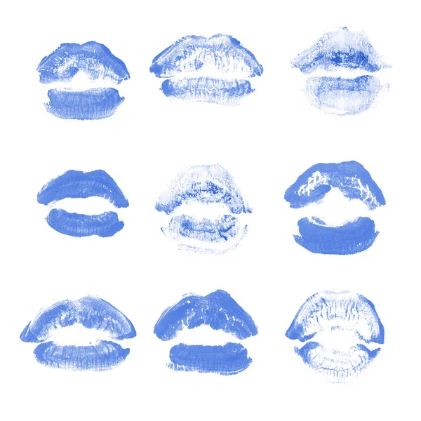 Női ajkak rúzs csók nyomtatási készlet Valentin nap elszigetelt o — Stock Fotó