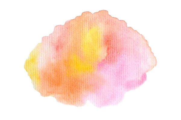 Imagen de fondo de acuarela abstracta con una salpicadura líquida de pintura acuarela, aislada en blanco. Tonos cálidos —  Fotos de Stock
