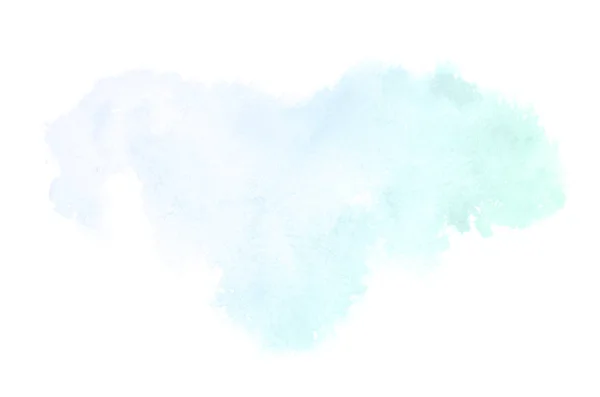 Imagem de fundo aquarela abstrata com um respingo líquido de tinta aquarelle, isolado sobre branco.tons pastel azul e turquesa — Fotografia de Stock