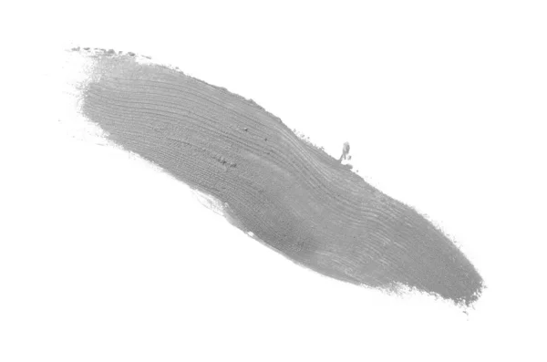 Mancha y textura de lápiz labial o pintura acrílica aislada sobre fondo blanco. Color gris — Foto de Stock