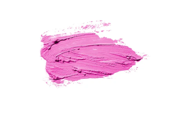 Spalmare e consistenza di rossetto o vernice acrilica isolata su sfondo bianco. Colore rosa — Foto Stock