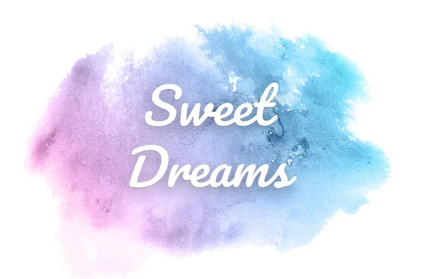 Abstract watercolor background image with a liquid splatter of aquarelle paint. Pink and blue pastel tones. Sweet Dreams — Stock Photo, Image