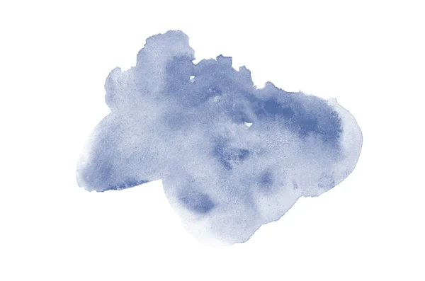 Abstraktes Aquarell-Hintergrundbild mit einem flüssigen Spritzer Aquarellfarbe, isoliert auf Weiß. dunkle Blautöne — Stockfoto
