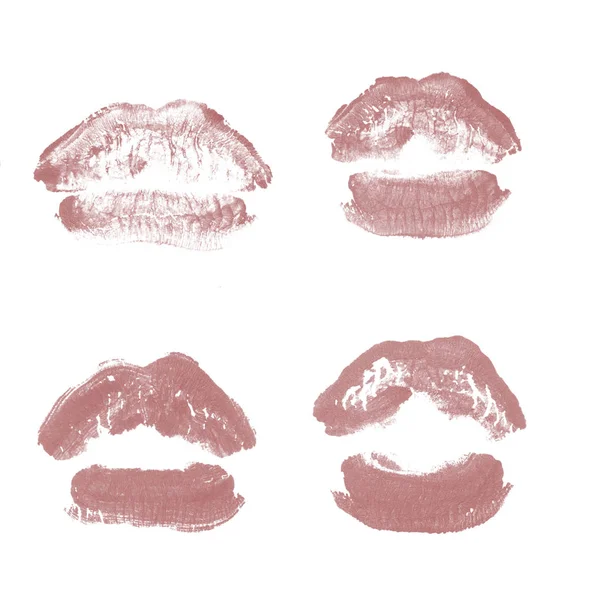 Weibliche Lippen Lippenstift-Kuss-Print-Set für den Valentinstag isoliert o — Stockfoto