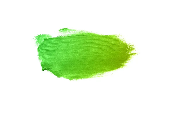 Roztěr a struktura rtěnky nebo akrylové barvy izolované na bílém pozadí. Zelená žlutá barva — Stock fotografie