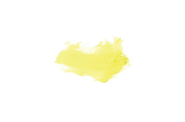 Smear and texture of lipstick or acrylic paint isolated on white background. Yellow color — Stock Photo, Image