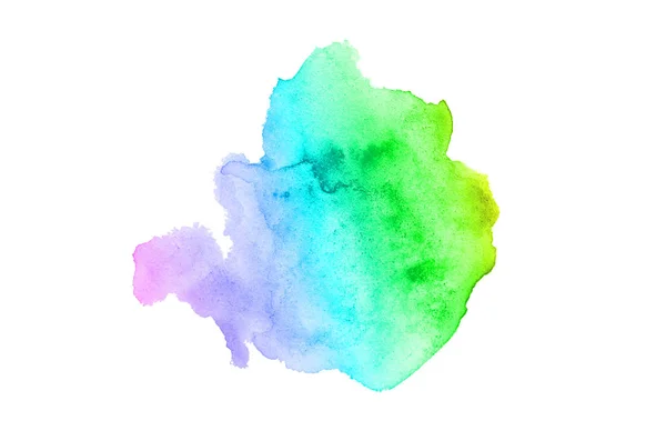 Abstraktes Aquarell-Hintergrundbild mit einem flüssigen Spritzer Aquarellfarbe, isoliert auf Weiß. Regenbogentöne — Stockfoto