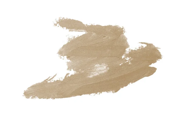 Mancha e textura de batom ou tinta acrílica isolada sobre fundo branco. Cor marrom — Fotografia de Stock