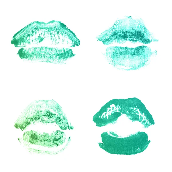 Vrouwelijke lippen lipstick kiss print set voor Valentijn dag geïsoleerd o — Stockfoto