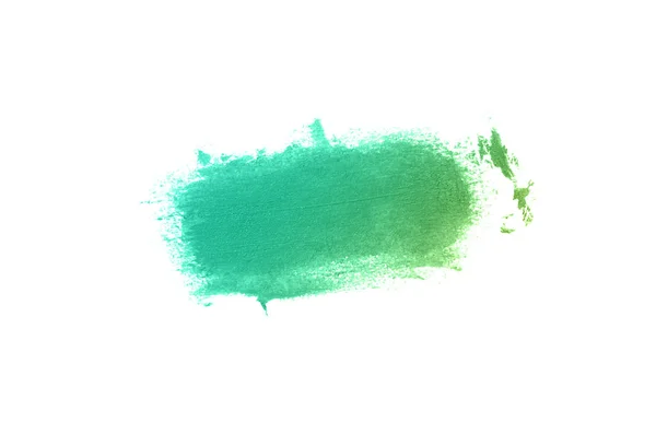 Smear and texture of lipstick or acrylic paint isolated on white background. Emerald color — Stock Photo, Image