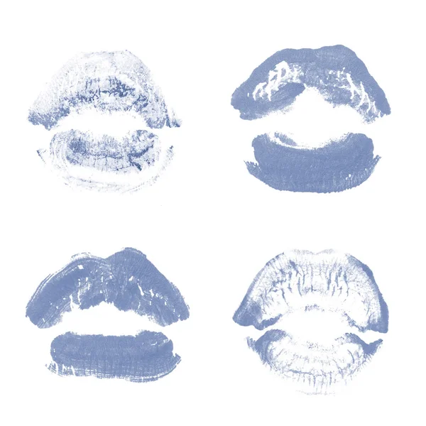 Vrouwelijke lippen lipstick kiss print set voor Valentijn dag geïsoleerd o — Stockfoto