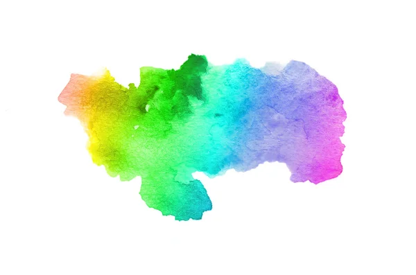 Αφηρημένη εικόνα φόντου υδατογραφίσματος με υγρή διασπορά χρώματος Aquarelle, απομονωμένη σε λευκό. Αποχρώσεις του ουράνιου τόξου — Φωτογραφία Αρχείου