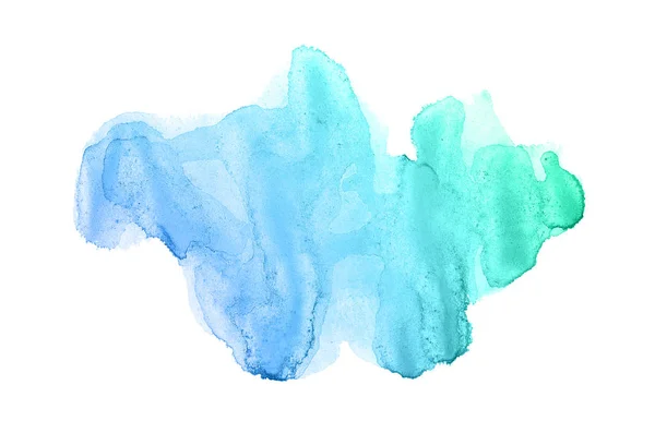 흰색에 고립 된 아쿠아렐 페인트의 액체 튀김추상 수채화 배경 이미지. 블루와 터콰이즈 파스텔 톤 — 스톡 사진