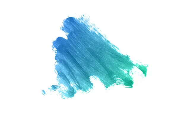 Smear en textuur van lippenstift of acrylverf geïsoleerd op witte achtergrond. Turquoise blauwe kleur — Stockfoto