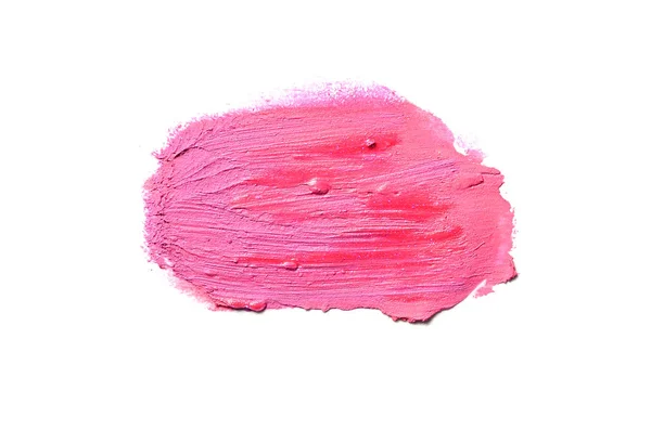 Abstrich und Textur von Lippenstift oder Acrylfarbe isoliert auf weißem Hintergrund. Magentafarbe — Stockfoto