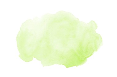 Beyaz üzerine izole edilmiş, sıvı bir kova boyası ile soyut suluboya arka plan görüntüsü. Yeşil tonları