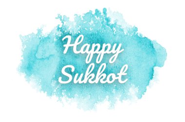 Kova boyası sıvı bir sıçrama ile soyut suluboya arka plan görüntüsü. Açık mavi tonları. Mutlu Sukkot