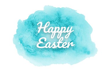 Kova boyası sıvı bir sıçrama ile soyut suluboya arka plan görüntüsü. Açık mavi tonları. Mutlu paskalya