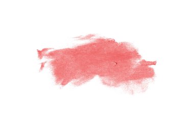 Smear ve ruj veya akrilik boya beyaz arka plan üzerinde izole doku. Lipgloss veya sıvı oje leke örneği inme. Güzellik kozmetik tasarım için eleman. Kırmızı renk