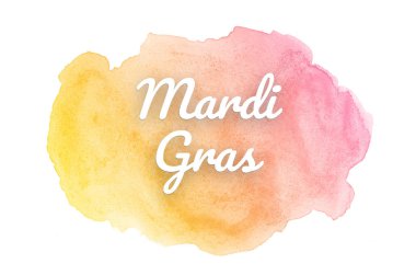 Kova boyası sıvı bir sıçrama ile soyut suluboya arka plan görüntüsü. Pembe ve sarı tonları. Mardi gras