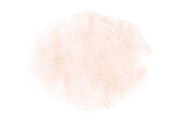 Beyaz üzerine izole edilmiş, sıvı bir kova boyası ile soyut suluboya arka plan görüntüsü. Turuncu tonları