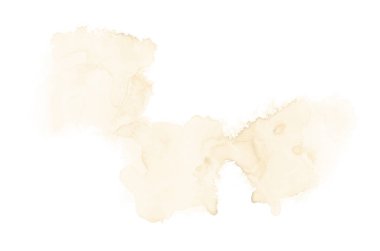 Beyaz üzerine izole edilmiş, sıvı bir kova boyası ile soyut suluboya arka plan görüntüsü. Açık turuncu tonları