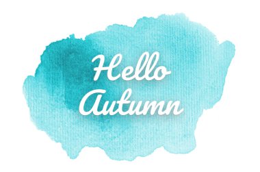 Kova boyası sıvı bir sıçrama ile soyut suluboya arka plan görüntüsü. Açık mavi tonları. Merhaba sonbahar