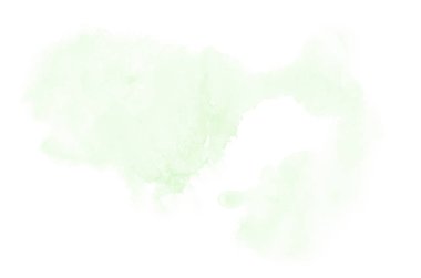 Beyaz üzerine izole edilmiş, sıvı bir kova boyası ile soyut suluboya arka plan görüntüsü. Yeşil tonları
