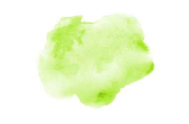 Beyaz üzerine izole edilmiş, sıvı bir kova boyası ile soyut suluboya arka plan görüntüsü. Açık yeşil tonları