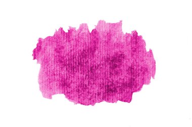 Beyaz üzerine izole edilmiş, sıvı bir kova boyası ile soyut suluboya arka plan görüntüsü. Pembe tonları