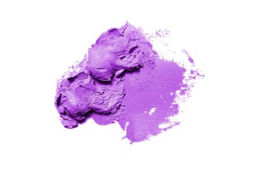 Smear ve ruj veya akrilik boya beyaz arka plan üzerinde izole doku. Mor renk