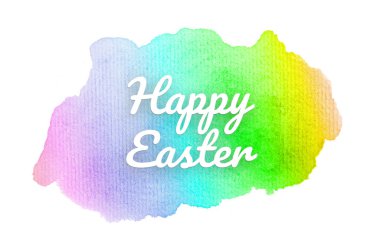 Abstract watercolor background image with a liquid splatter of aquarelle paint. Rainbow tones. Happy easter