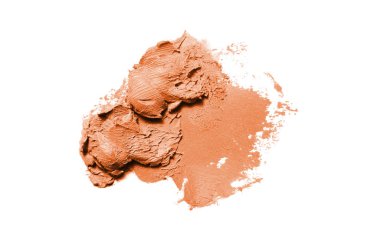 Smear ve ruj veya akrilik boya beyaz arka plan üzerinde izole doku. Turuncu renk