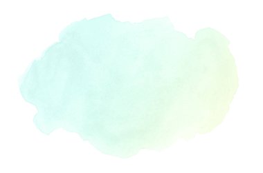 Beyaz üzerine izole edilmiş, sıvı bir kova boyası ile soyut suluboya arka plan görüntüsü. Yeşil ve sarı pastel tonları