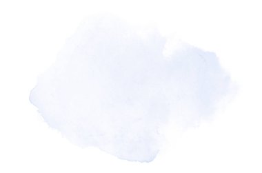 Beyaz üzerine izole edilmiş, sıvı bir kova boyası ile soyut suluboya arka plan görüntüsü. Mavi tonları