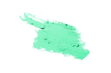 Smear ve ruj veya akrilik boya beyaz arka plan üzerinde izole doku. Turkuaz renk