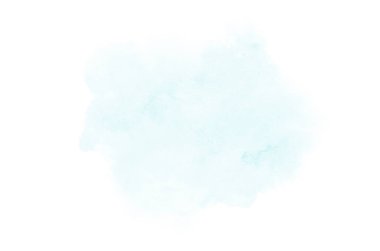 Beyaz üzerine izole edilmiş, sıvı bir kova boyası ile soyut suluboya arka plan görüntüsü. Açık mavi tonları