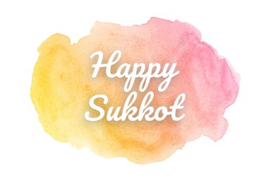 Kova boyası sıvı bir sıçrama ile soyut suluboya arka plan görüntüsü. Pembe ve sarı tonları. Mutlu Sukkot