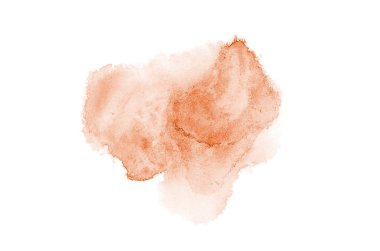 Beyaz üzerine izole edilmiş, sıvı bir kova boyası ile soyut suluboya arka plan görüntüsü. Turuncu tonları