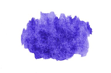 Beyaz üzerine izole edilmiş, sıvı bir kova boyası ile soyut suluboya arka plan görüntüsü. Menekşe tonları
