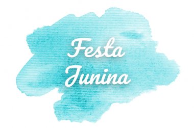 Abstract watercolor background image with a liquid splatter of aquarelle paint. Light blue tones. Festa Junina