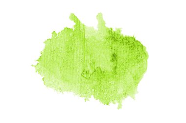 Beyaz üzerine izole edilmiş, sıvı bir kova boyası ile soyut suluboya arka plan görüntüsü. Açık yeşil tonları