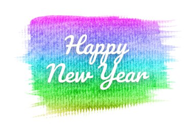 Abstract watercolor background image with a liquid splatter of aquarelle paint. Rainbow tones. Happy New Year