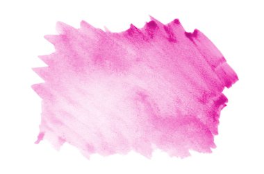 Beyaz üzerine izole edilmiş, sıvı bir kova boyası ile soyut suluboya arka plan görüntüsü. Pembe tonları